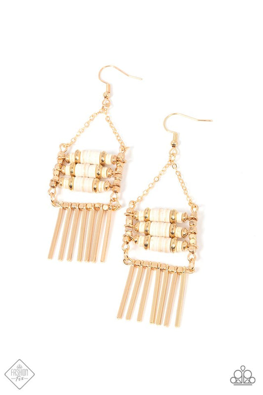 Tribal Tapestry - Gold - Paparazzi Earring Image