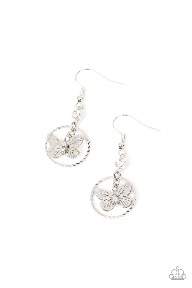 Fabulous Flutter - White - Paparazzi Earring Image