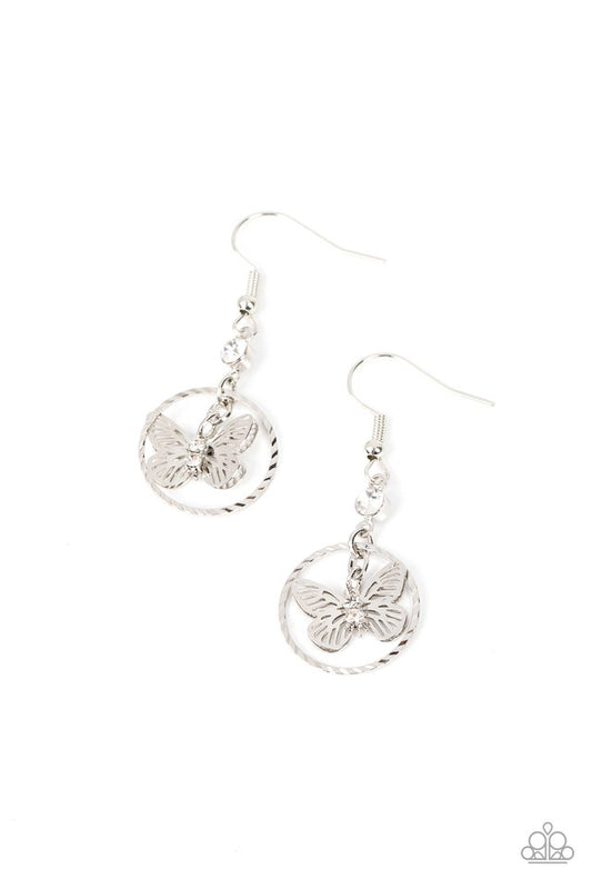 Fabulous Flutter - White - Paparazzi Earring Image