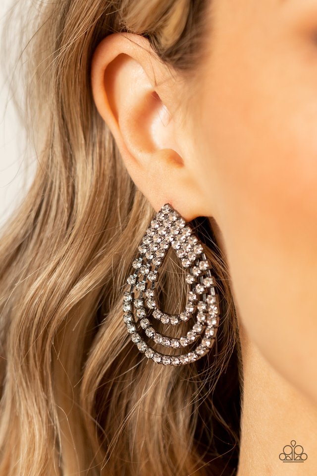 Take a POWER Stance - Black - Paparazzi Earring Image