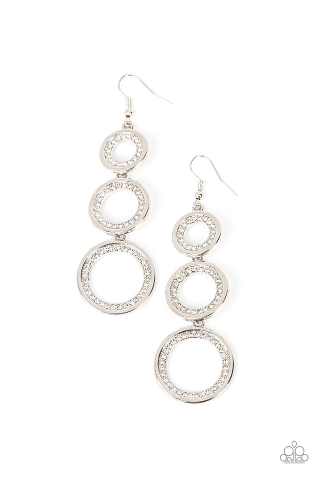Shimmering in Circles - White - Paparazzi Earring Image