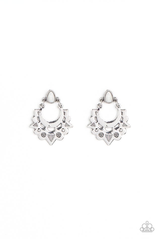 Earthy Zeal - White - Paparazzi Earring Image