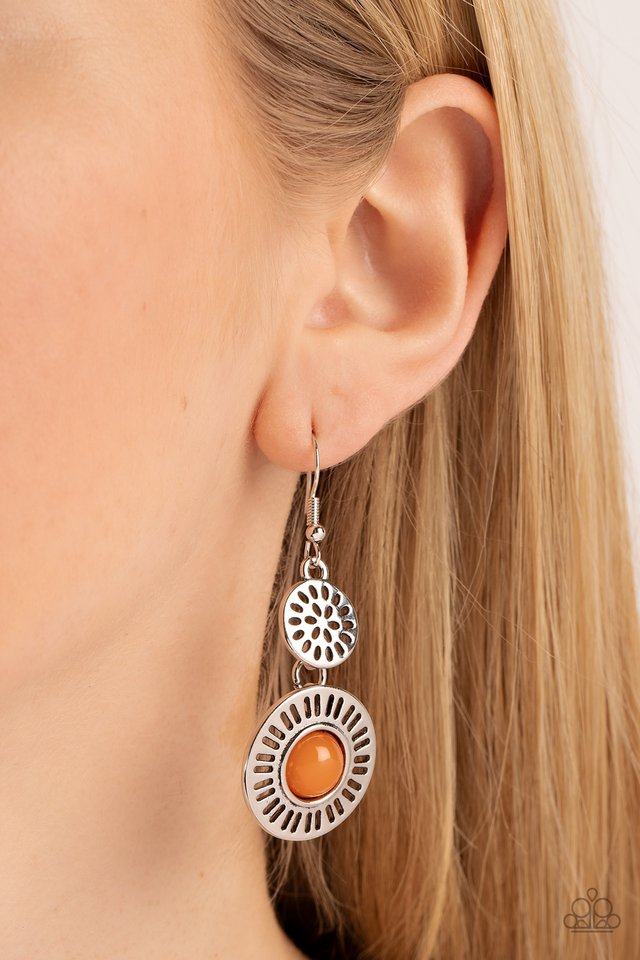 Ocean Orchard - Orange - Paparazzi Earring Image
