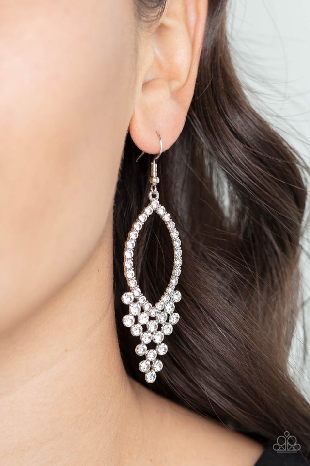 GLOWING off the Deep End - White - Paparazzi Earring Image