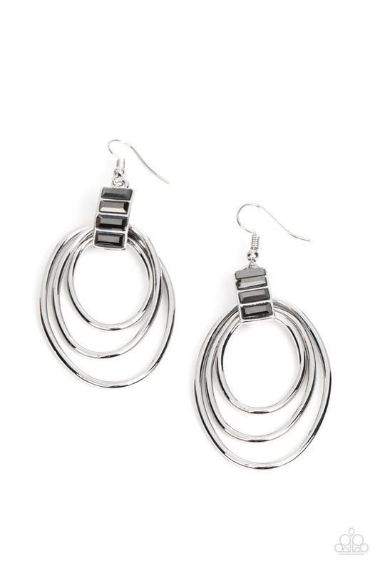 Intergalactic Glamour - Silver - Paparazzi Earring Image