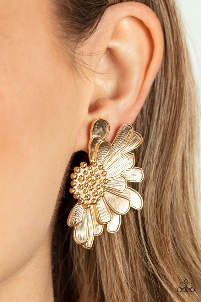Farmstead Meadow - Gold - Paparazzi Earring Image