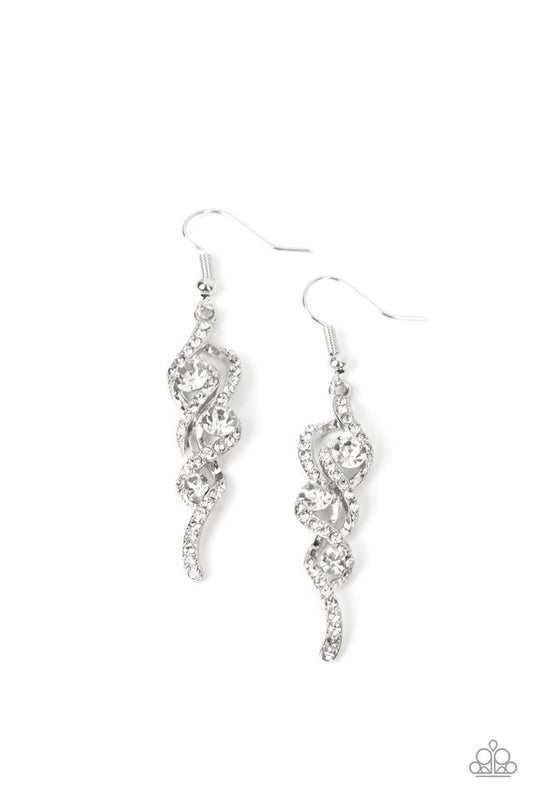 Highly Flammable - White - Paparazzi Earring Image