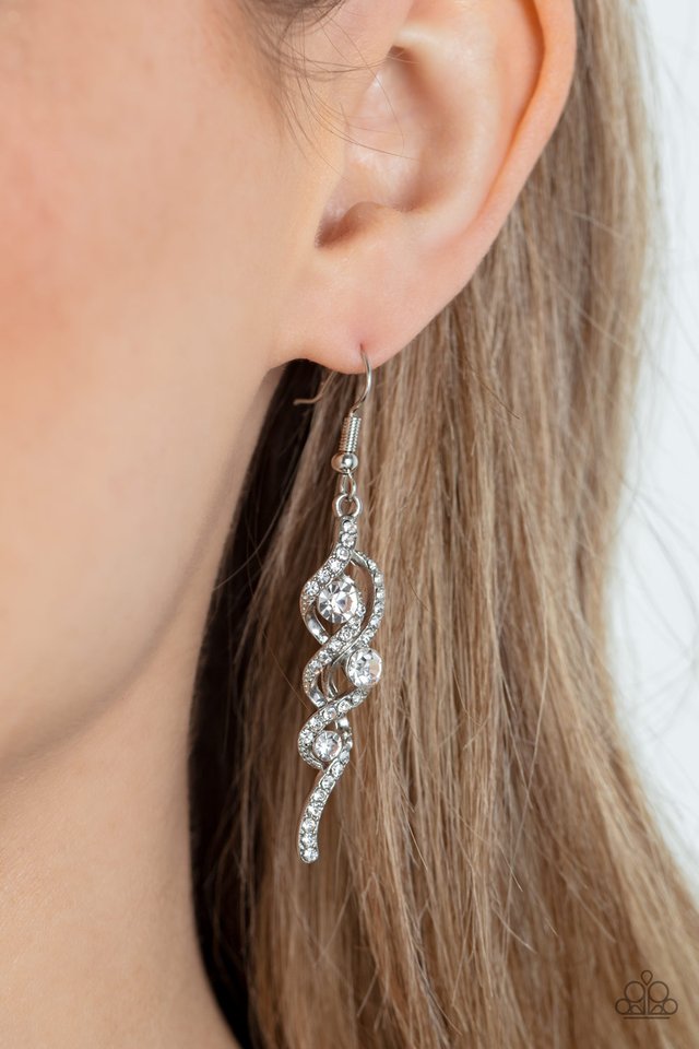 Highly Flammable - White - Paparazzi Earring Image