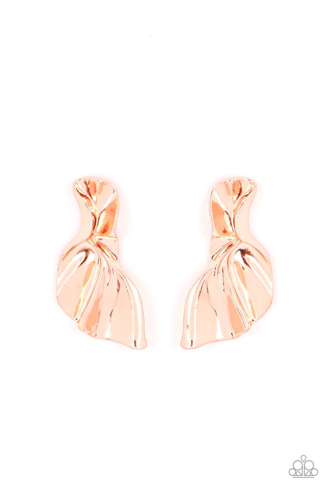 METAL-Physical Mood - Copper - Paparazzi Earring Image