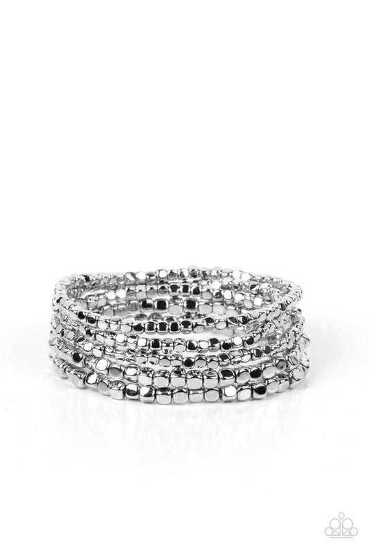 Right on CUBE - Silver - Paparazzi Bracelet Image