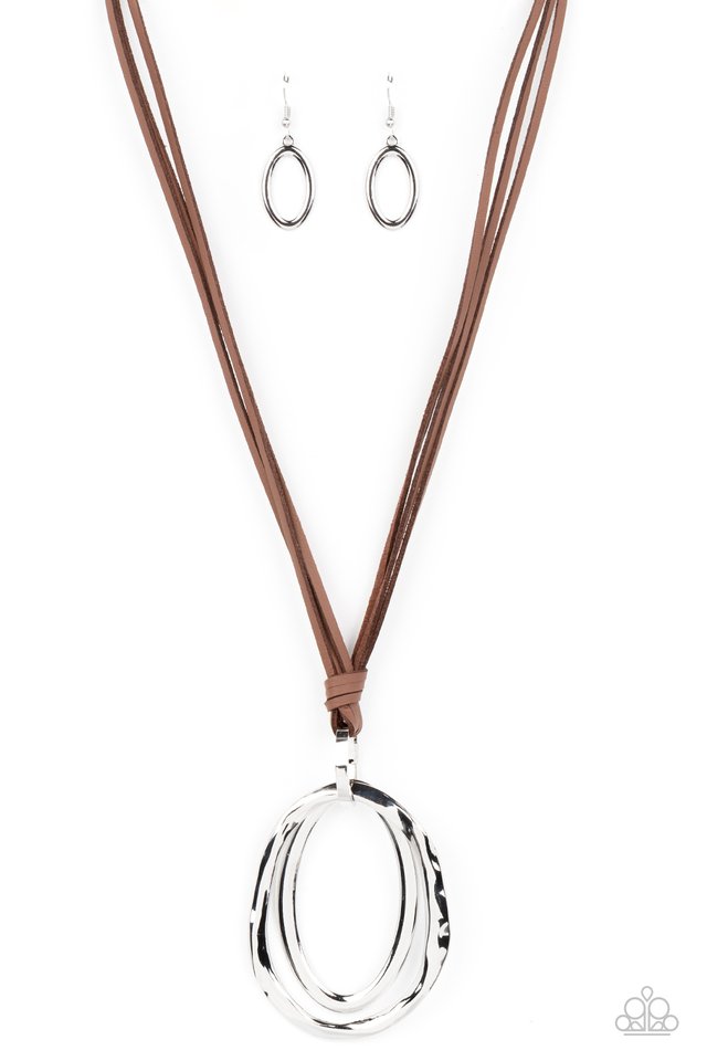 Long OVAL-due - Brown - Paparazzi Necklace Image
