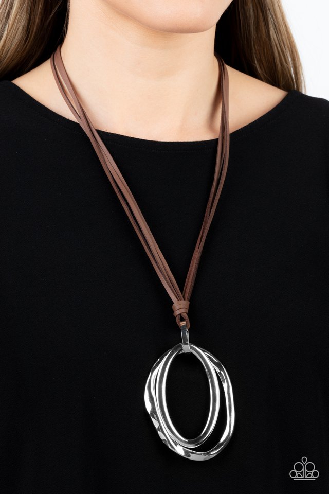 Long OVAL-due - Brown - Paparazzi Necklace Image