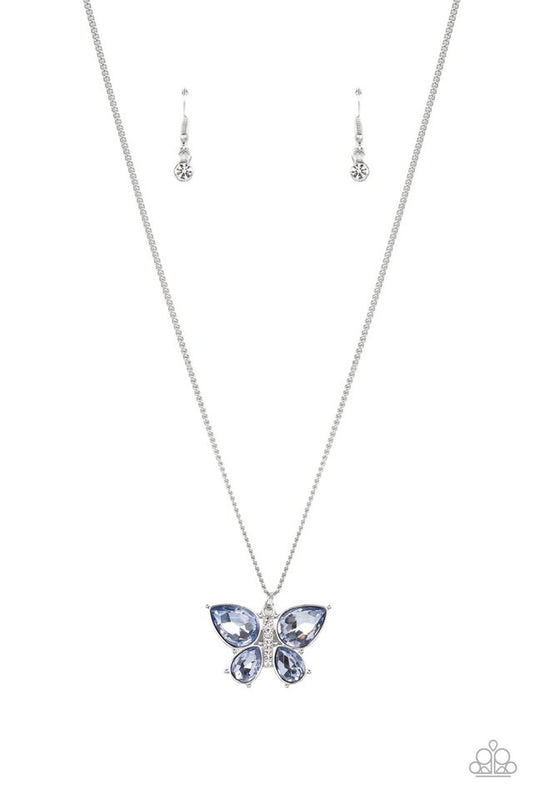 Free-Flying Flutter - Blue - Paparazzi Necklace Image
