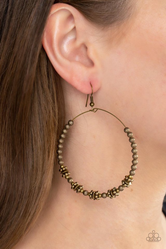 Simple Synchrony - Brass - Paparazzi Earring Image