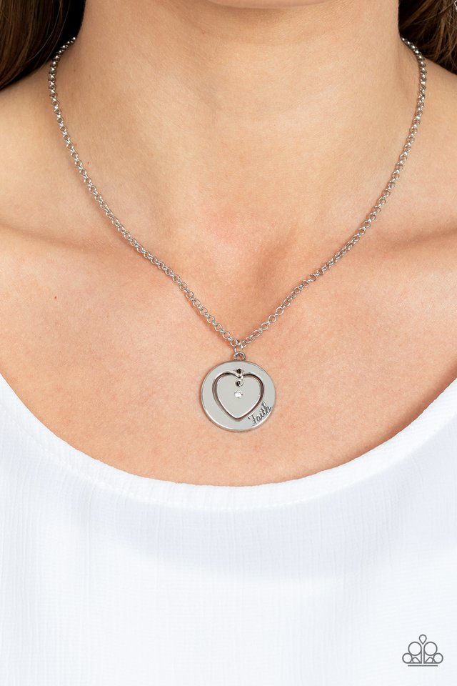 Heart Full of Faith - White - Paparazzi Necklace Image