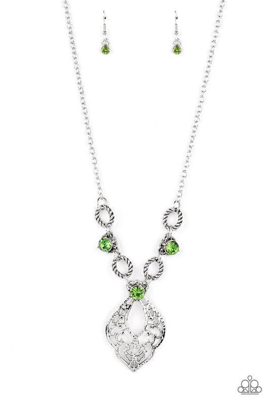 Contemporary Connections - Green - Paparazzi Necklace Image