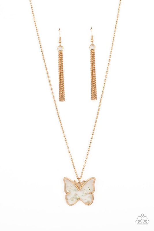 Gives Me Butterflies - Gold - Paparazzi Necklace Image