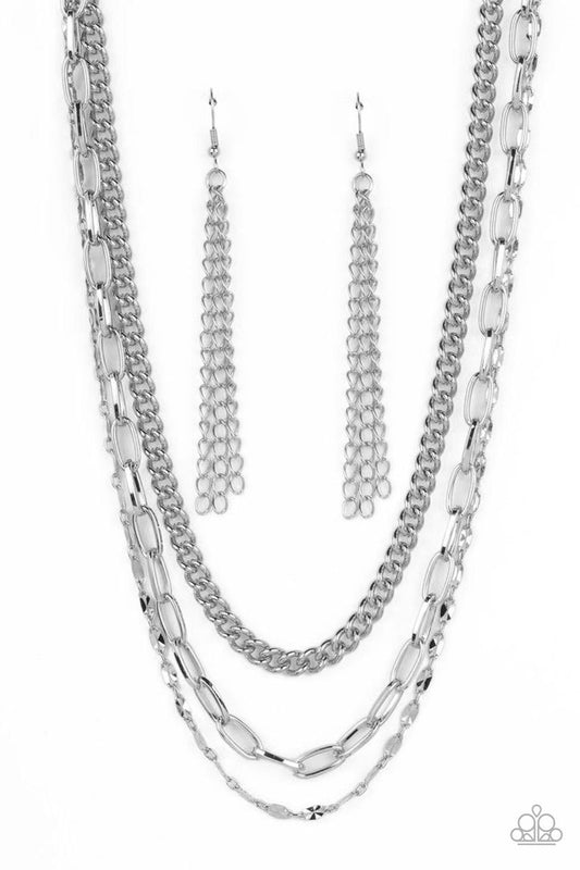 Galvanized Grit - Silver - Paparazzi Necklace Image