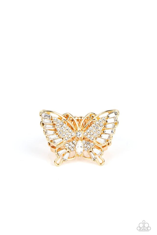 Fearless Flutter - Gold - Paparazzi Ring Image