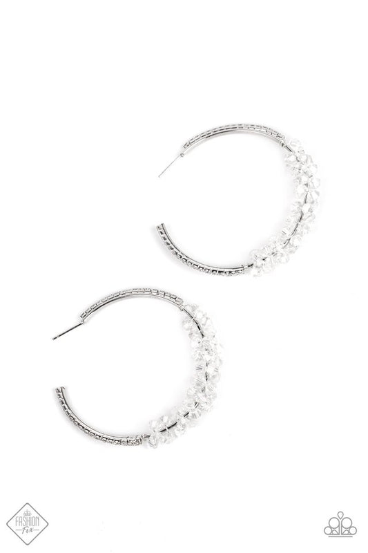 Bubble-Bursting Bling - White - Paparazzi Earring Image