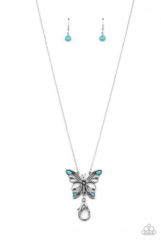 Badlands Butterfly - Blue - Paparazzi Necklace Image