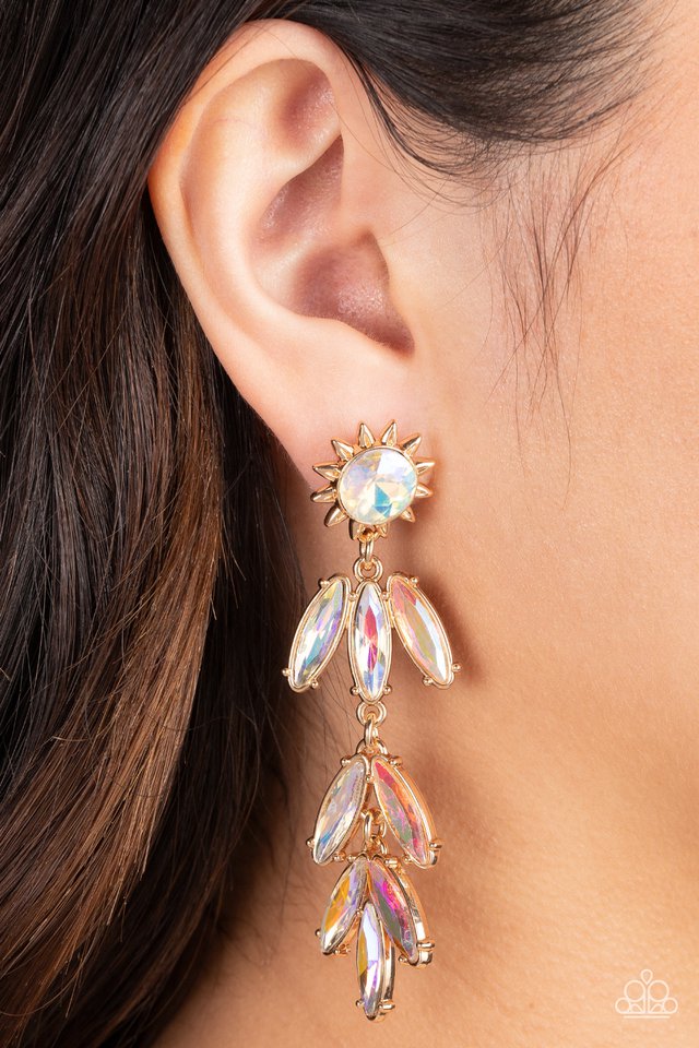 Space Age Sparkle - Gold - Paparazzi Earring Image