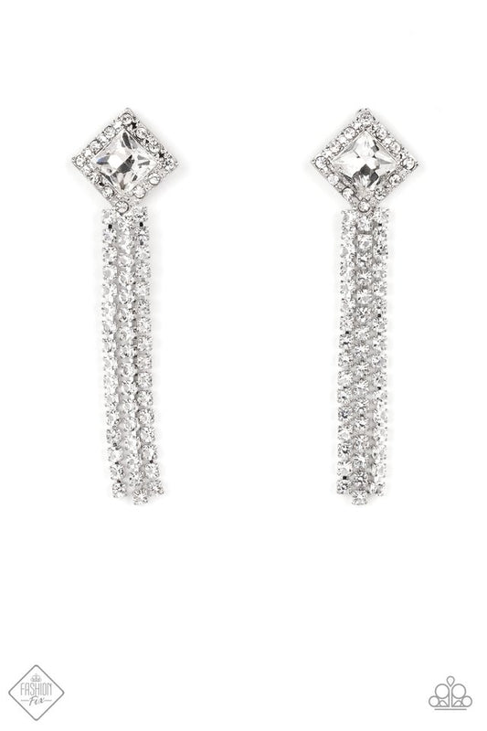 Seasonal Sparkle - White - Paparazzi Earring Image