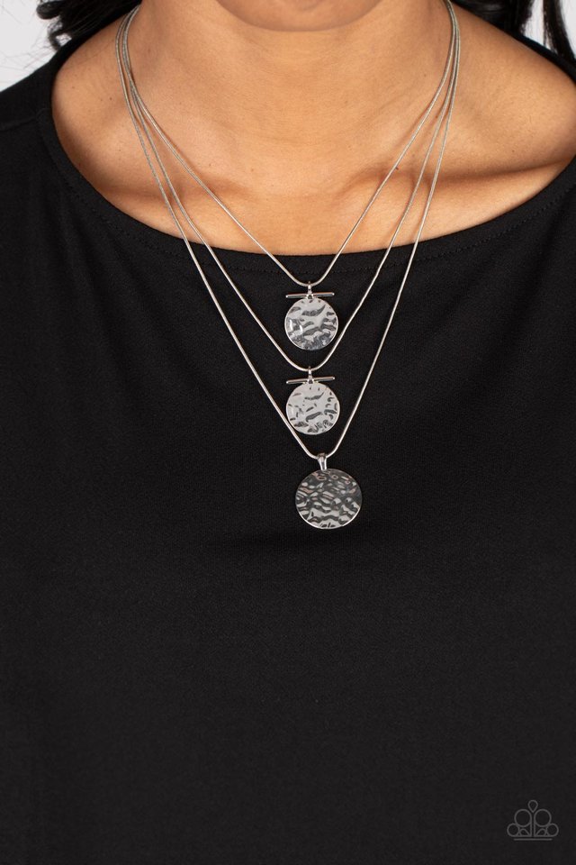Dizzying Discs - Silver - Paparazzi Necklace Image