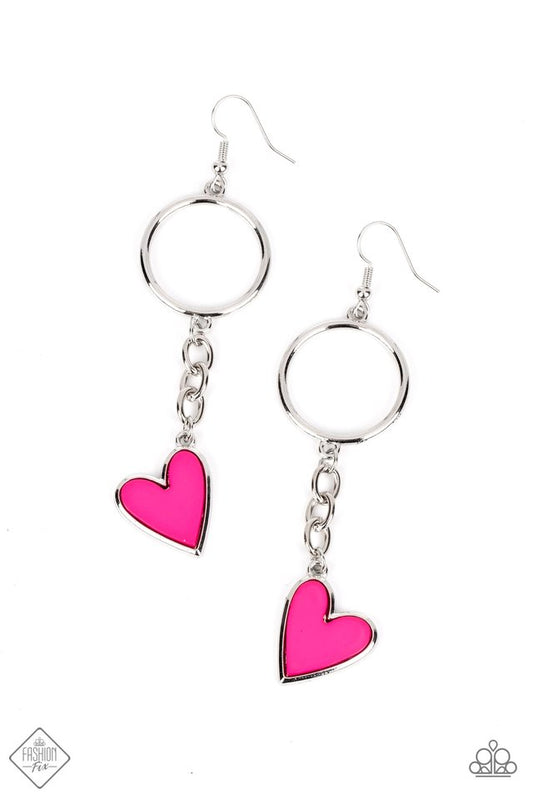 Don’t Miss a HEARTBEAT - Pink - Paparazzi Earring Image