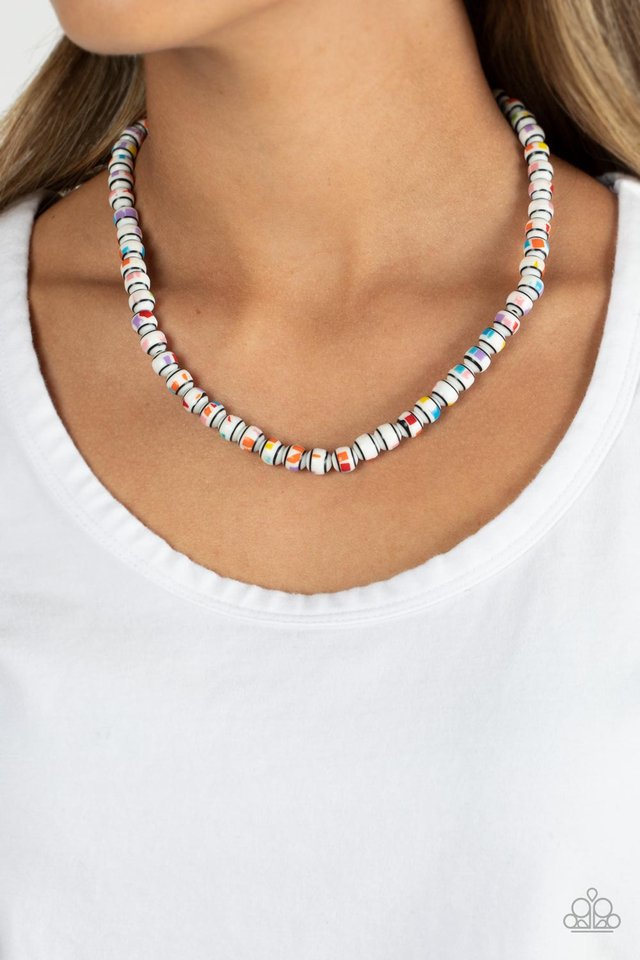 Gobstopper Glamour - White - Paparazzi Necklace Image