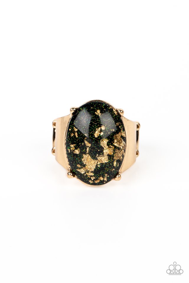 Gold Leaf Glam - Black - Paparazzi Ring Image
