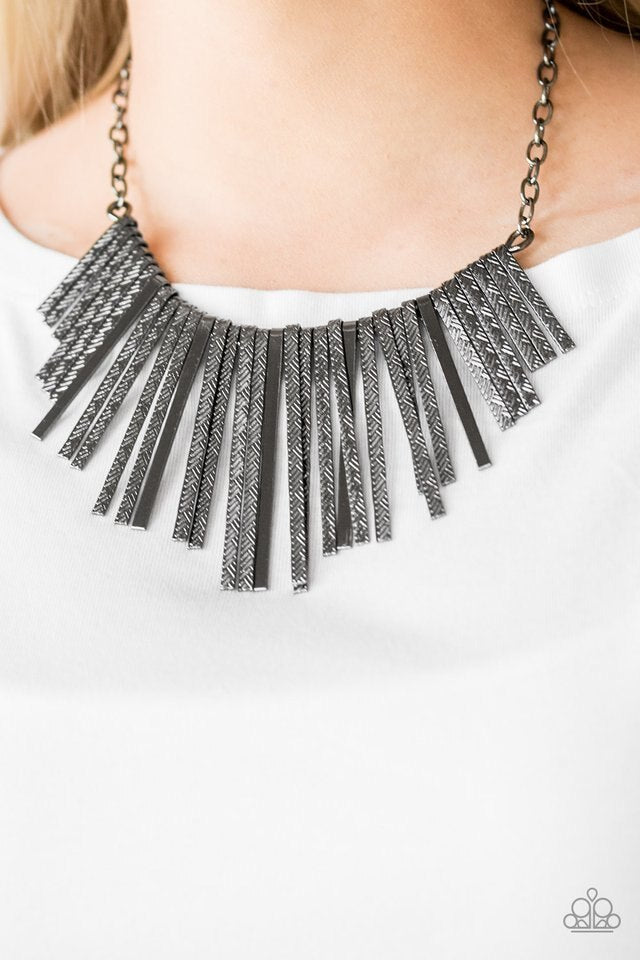 Paparazzi Necklace ~ Welcome To The Pack - Black