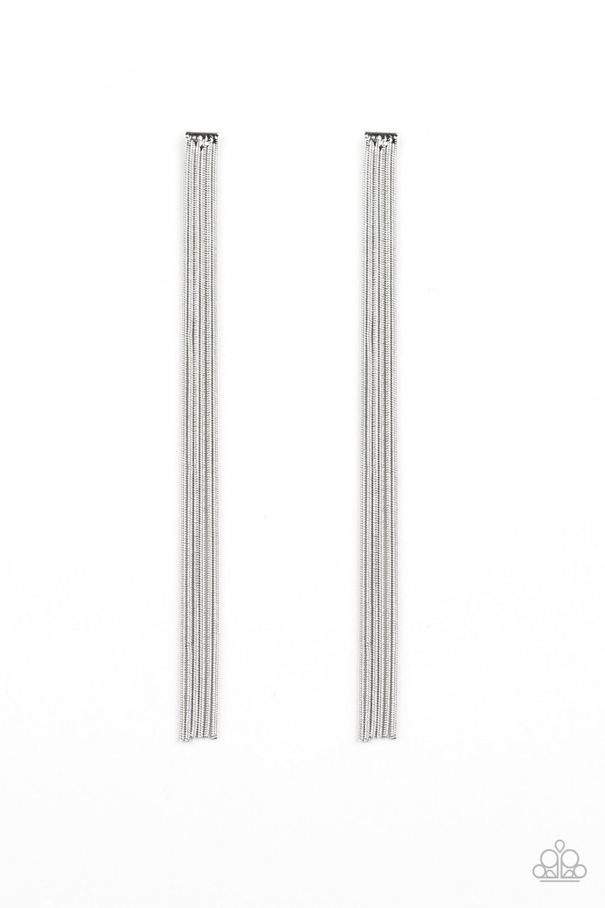 Paparazzi Earring ~ Head To Toe Dazzle - Silver
