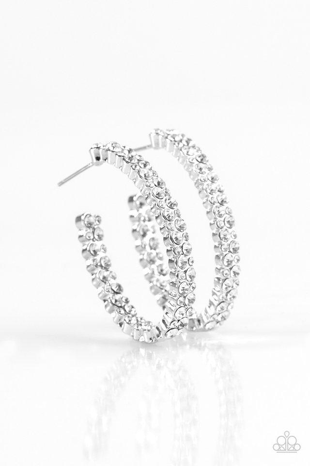 Paparazzi Earring ~ Debonair Dazzle - White