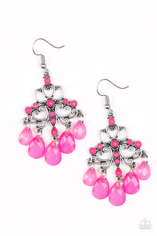 Paparazzi Earrings ~ Dip It GLOW - Pink