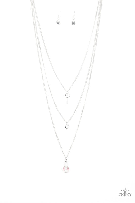 Paparazzi Necklace ~ Secret Heart - Pink