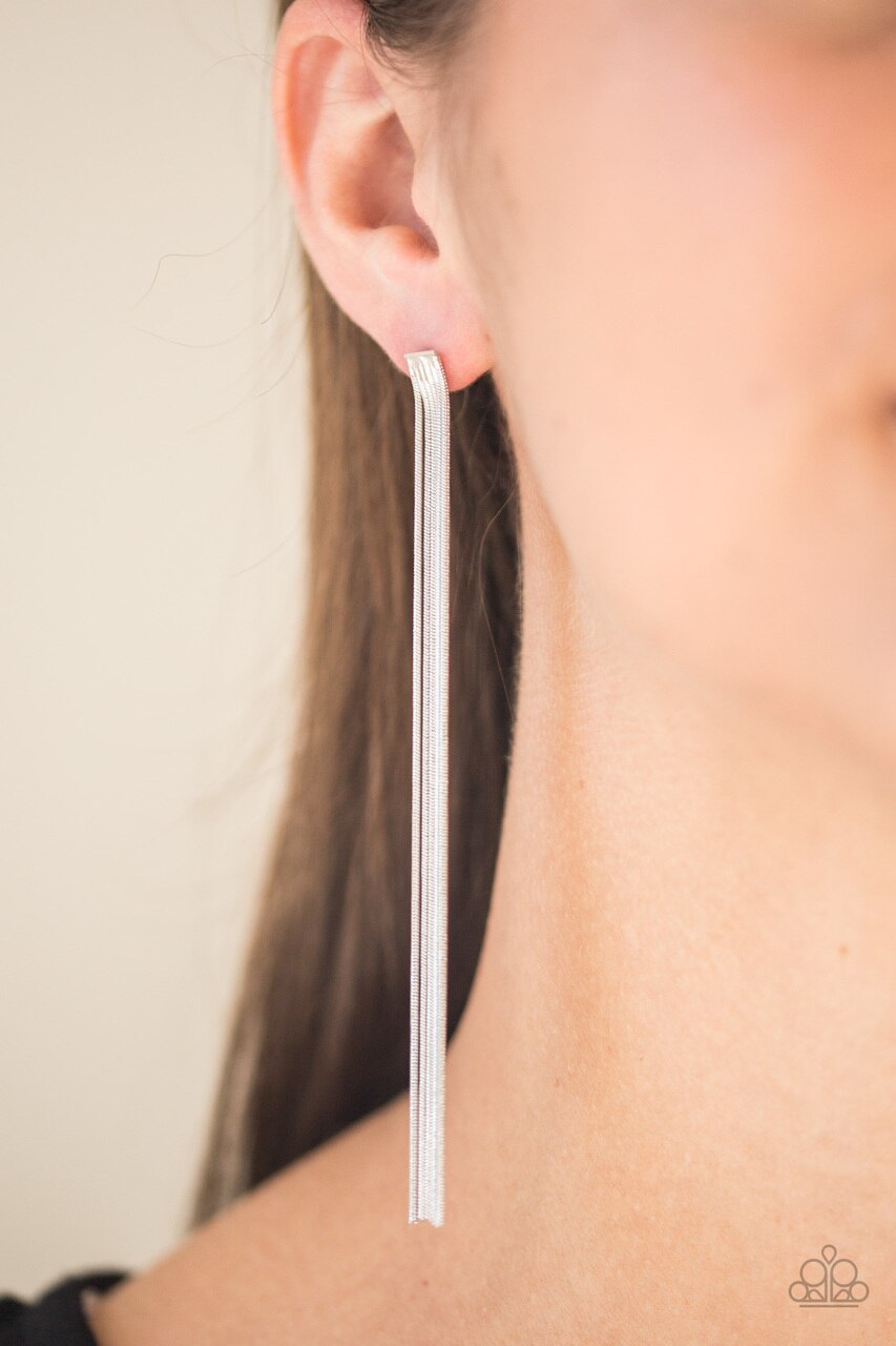 Paparazzi Earring ~ Head To Toe Dazzle - Silver